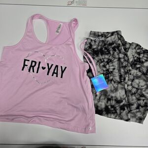 French Affair 'Fri-Yay' Tank Top and Tie-Dye Bottom PJ Set